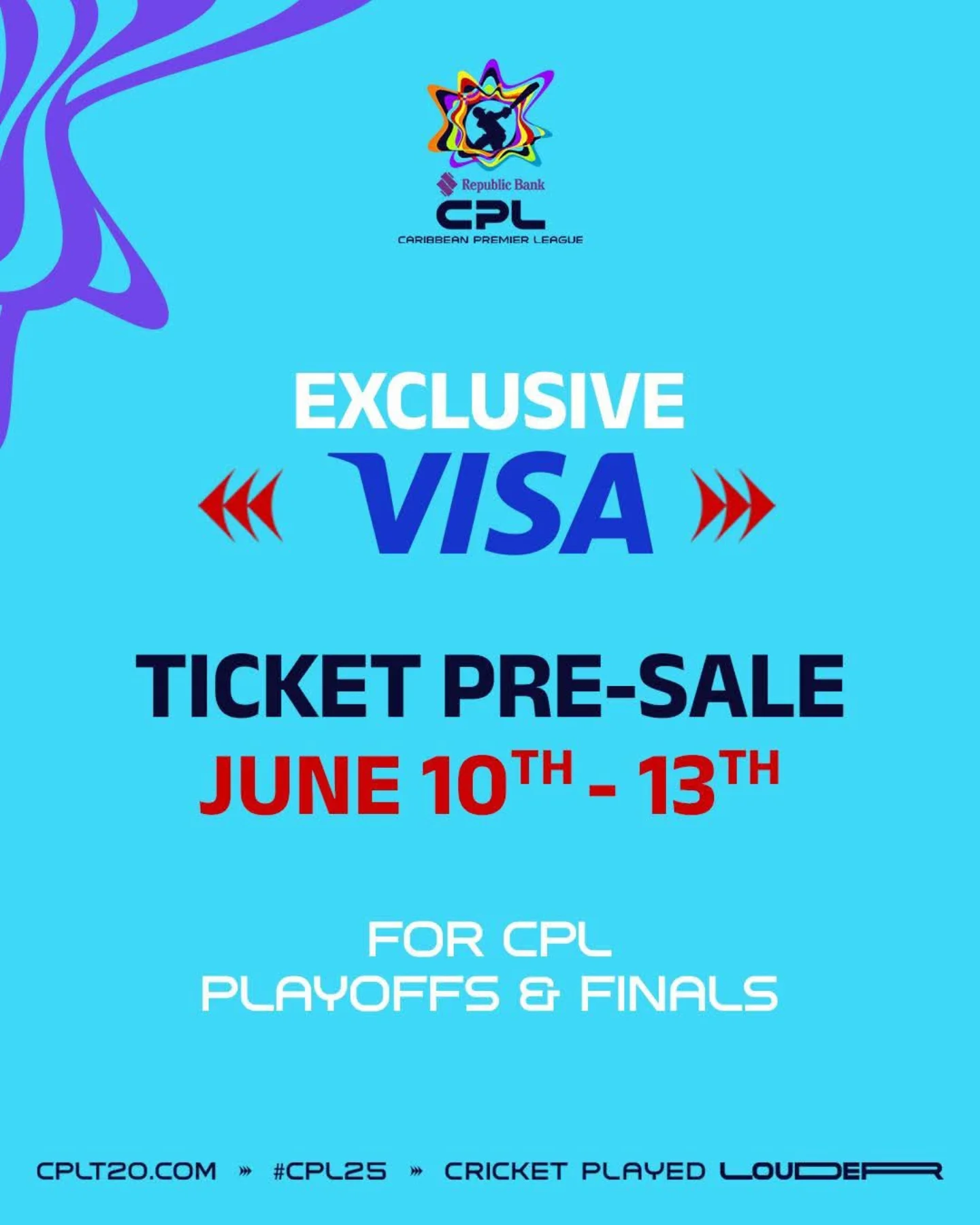 CPL Playoffs Tickets On Sale For Visa Customers Exclusively for Visa holders: Snag your tickets now and join the festive CPL finals party.