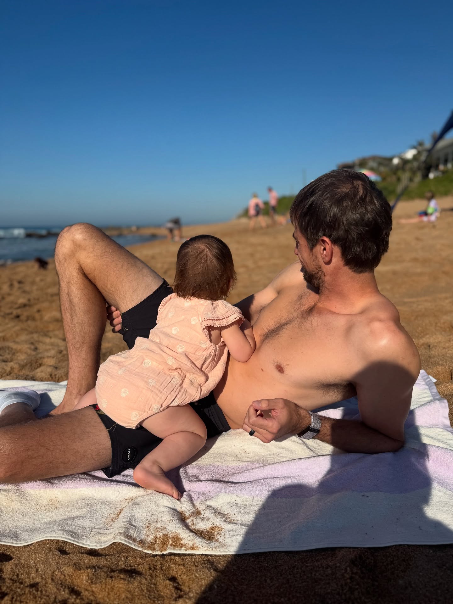 Active recovery with beach days, rehab workouts, and cherished family moments and progress.