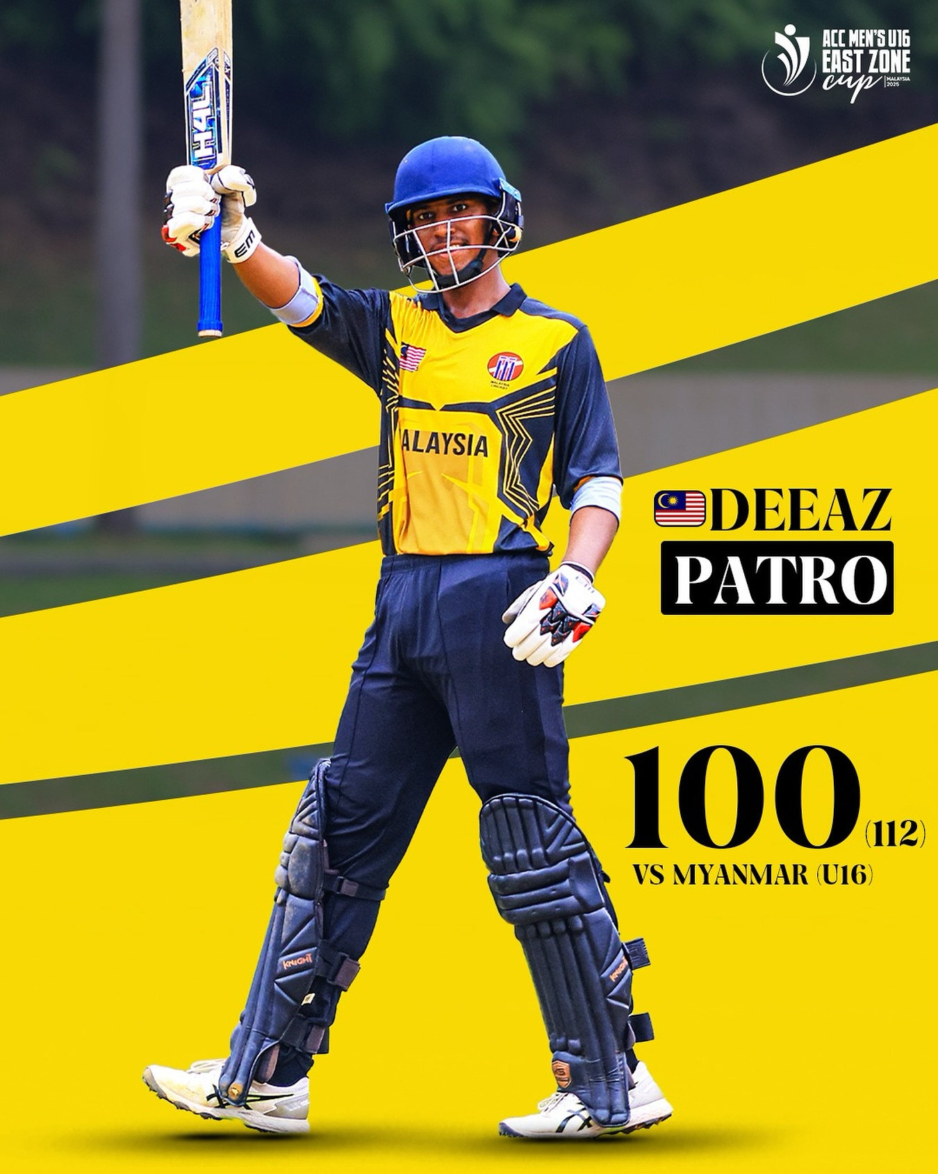 Deeaz Patro’s Sensational Century Fuels Malaysia U16 Dominance Big U16 Cup action surges as Patro's century steers Malaysia to an imposing 325-run total.