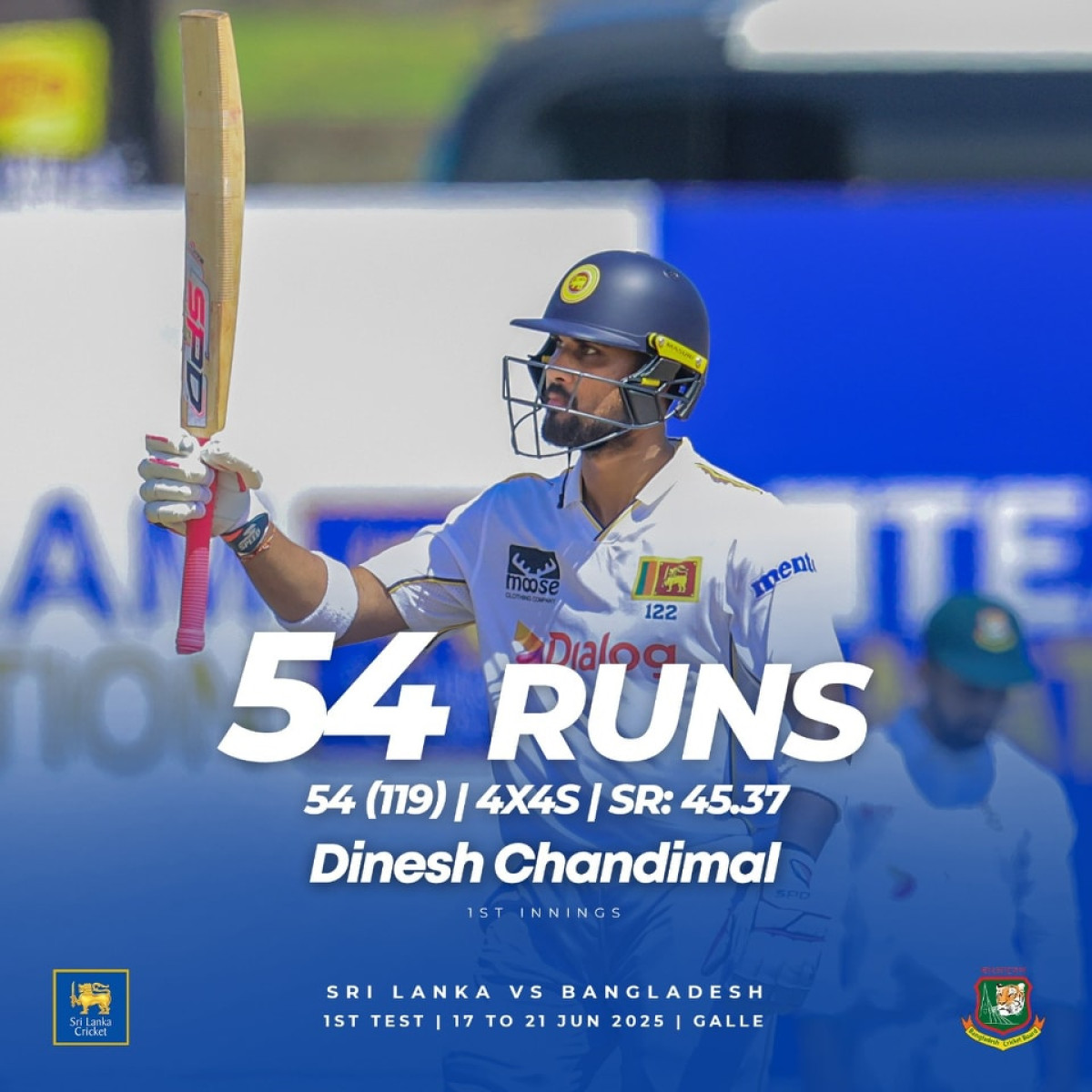 Sri Lanka's Chandimal delivers a resolute innings in SL vs BAN clash boosting team morale.