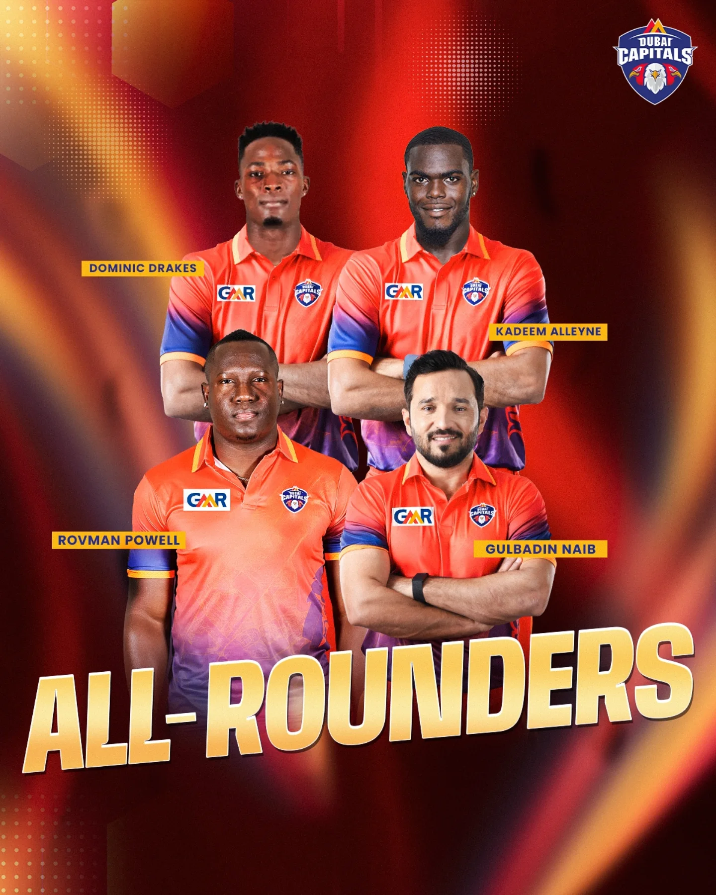 Dubai Capitals Unveil GSLT20 Squad