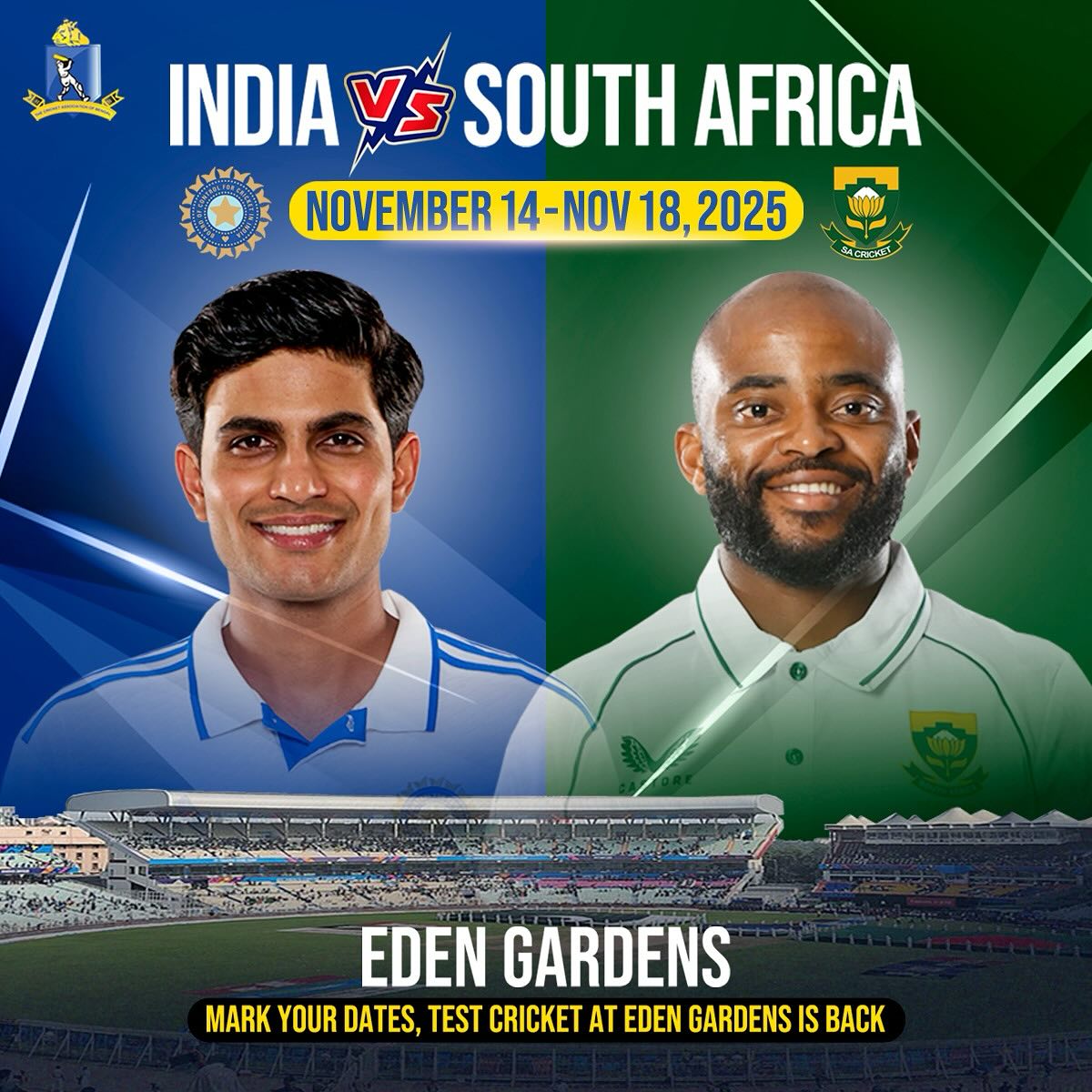 Eden Gardens Test Swap Boosts Cricket Excitement India hosts South Africa’s thrilling Test after CAB’s decisive match venue swap success!!!