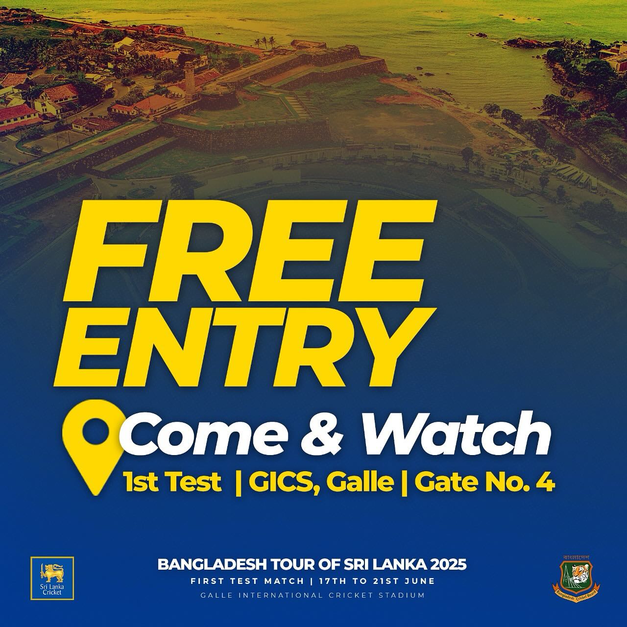 Free Test Match Entry At Galle GICS Free test match entry at Galle GICS boosts cricket spirit among fervent fans nationwide!!!