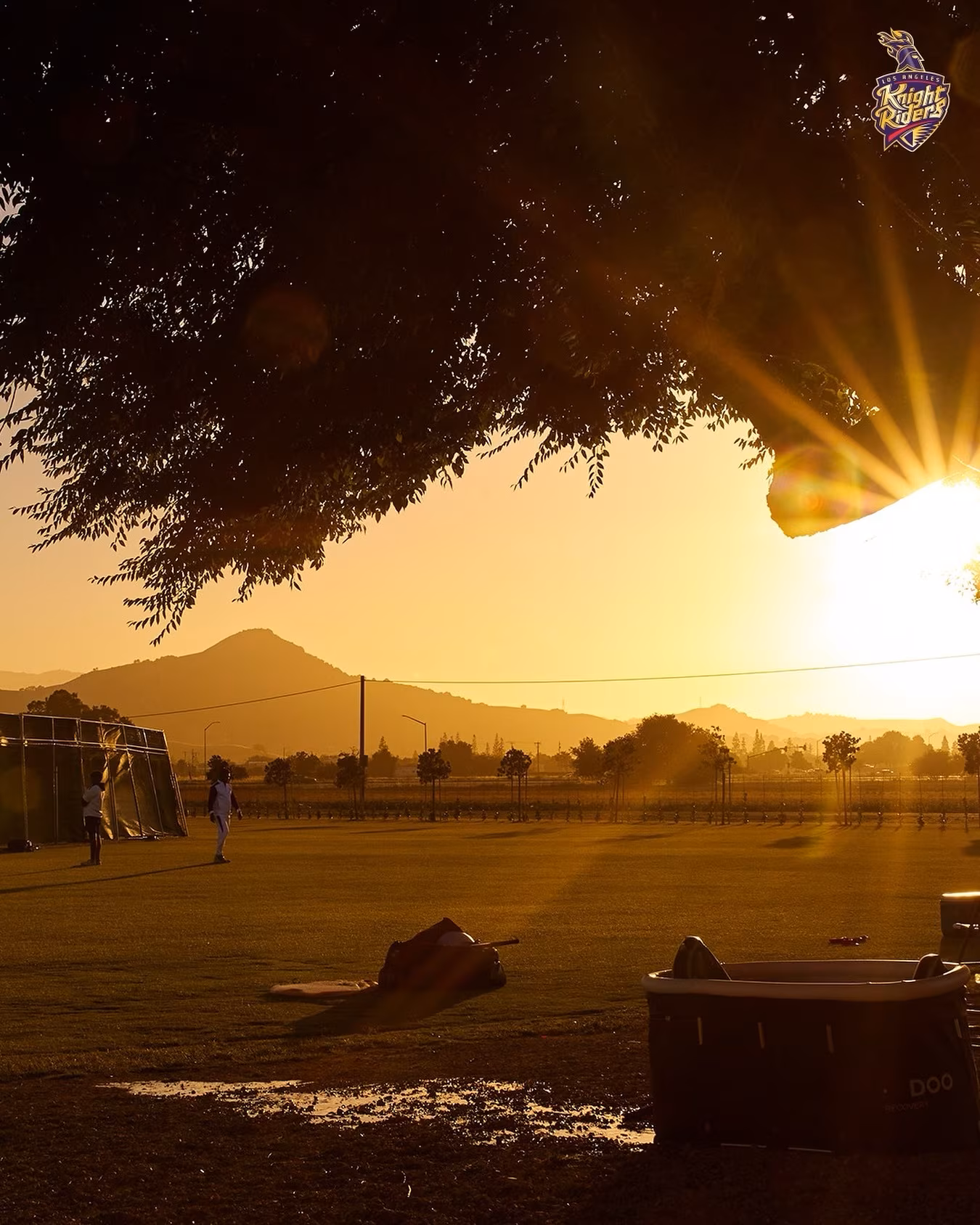 Golden Hour at Cricket Field with LA Knight Riders The perfect mix of majestic mountains and athletic passion unfolds under a luminous sky!!!