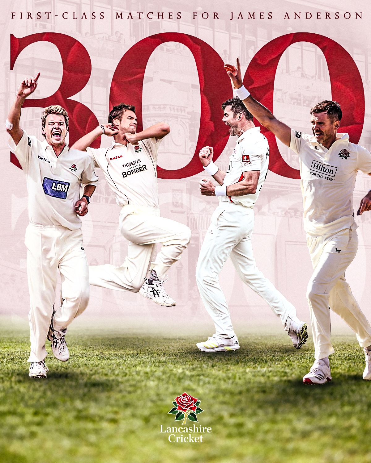 Jimmy Reaches 300 Milestone Lancashire Cricket hails Jimmy as he marks a remarkable 300 milestone, uniting true fans!.