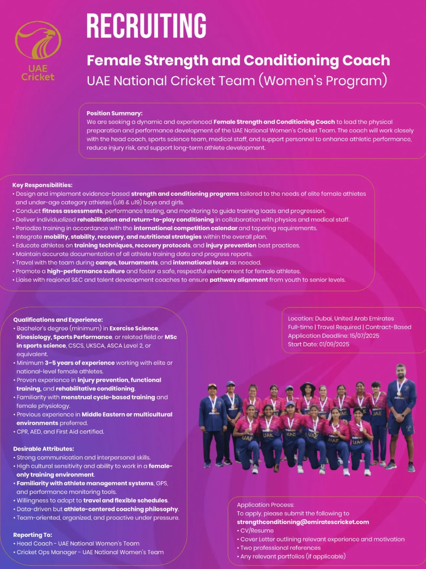 Strength conditioning role opens doors for dedicated pros in women’s cricket at UAE today!