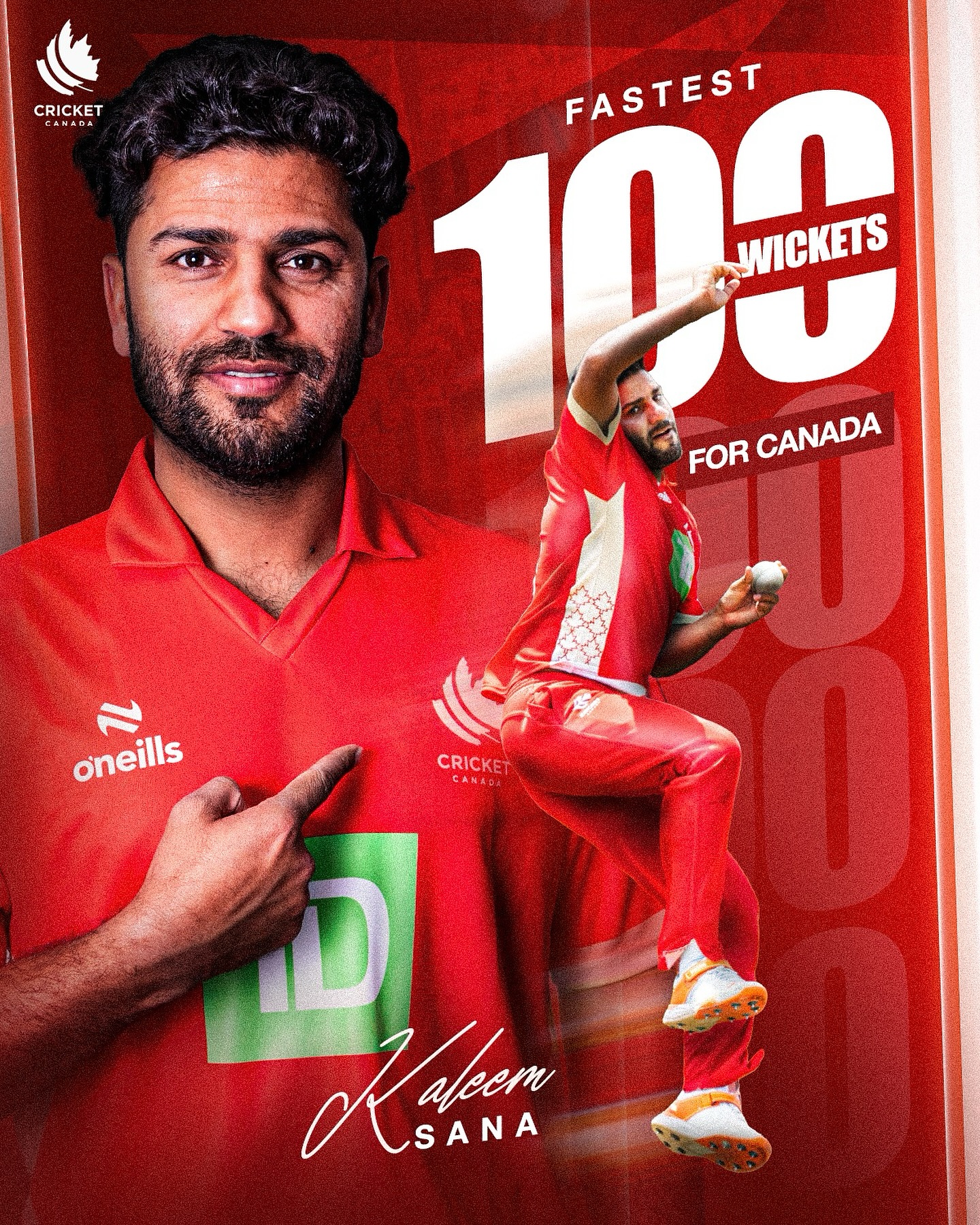 Canadian cricket milestone: Kaleem Sana becomes fastest to 100 wickets with record pace!!