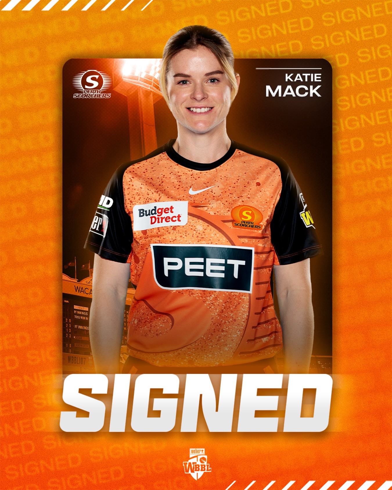 Katie Mack Joins Perth Scorchers For WBBL11 After stellar seasons with Strikers, Katie Mack is set to light up the Scorchers arena!!!!
