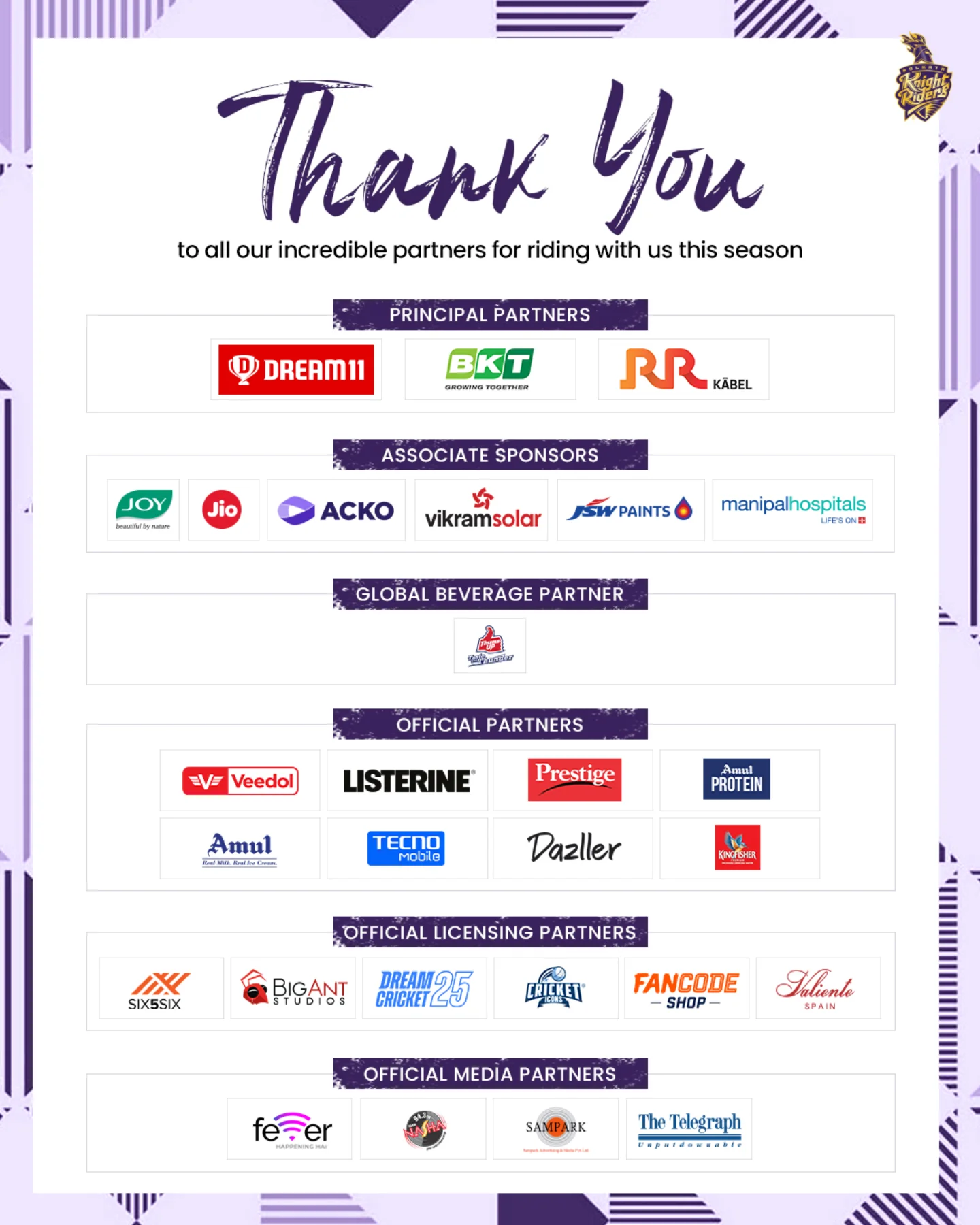 KKR Expresses Gratitude to Dedicated Partners, Celebrating Season Support and Fan Loyalty!