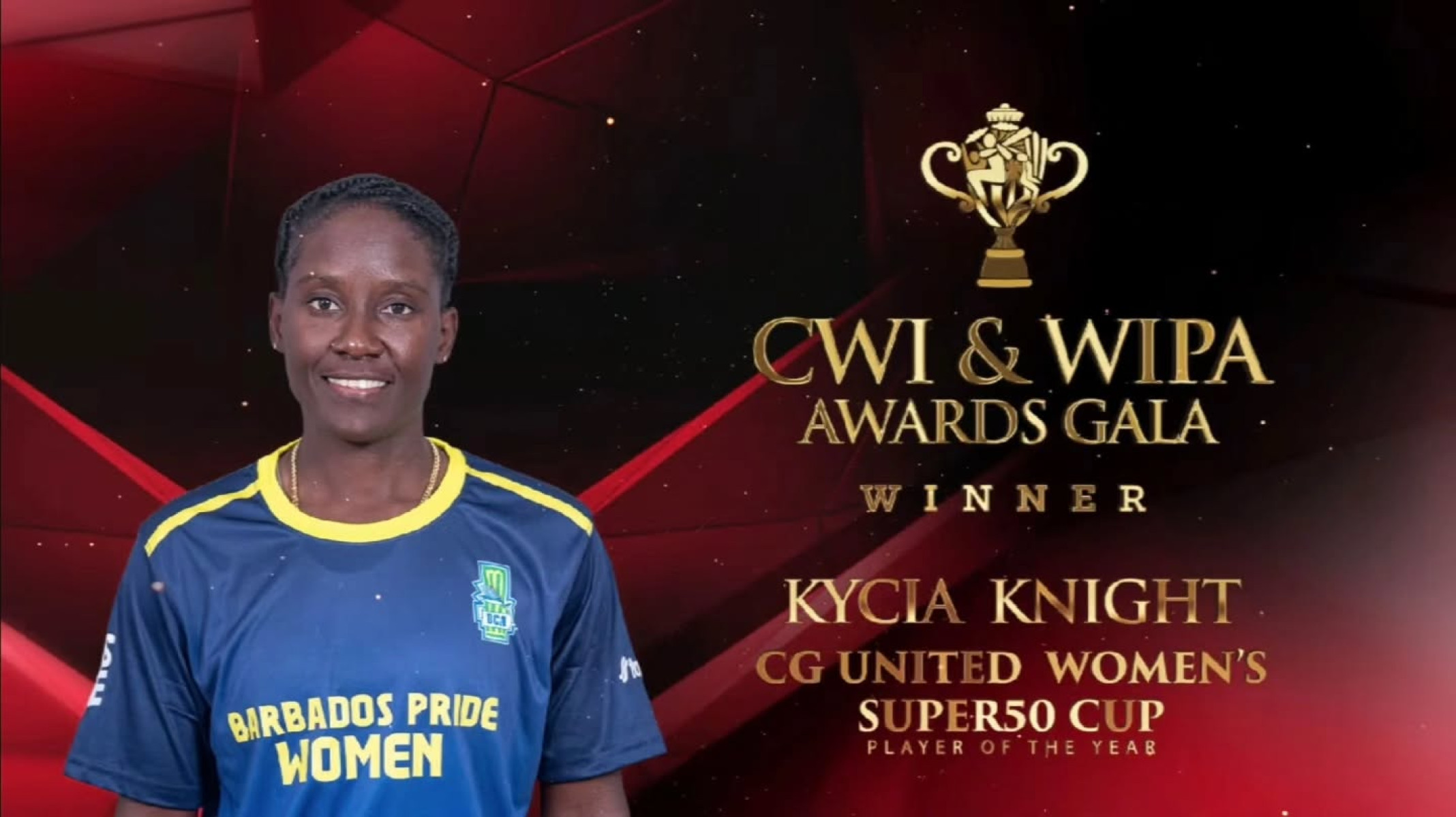 Kycia Knight Crowned Super50 Cup Player Of The Year Award-winning performance propels Kycia Knight to new heights in women's cricket for 2024.