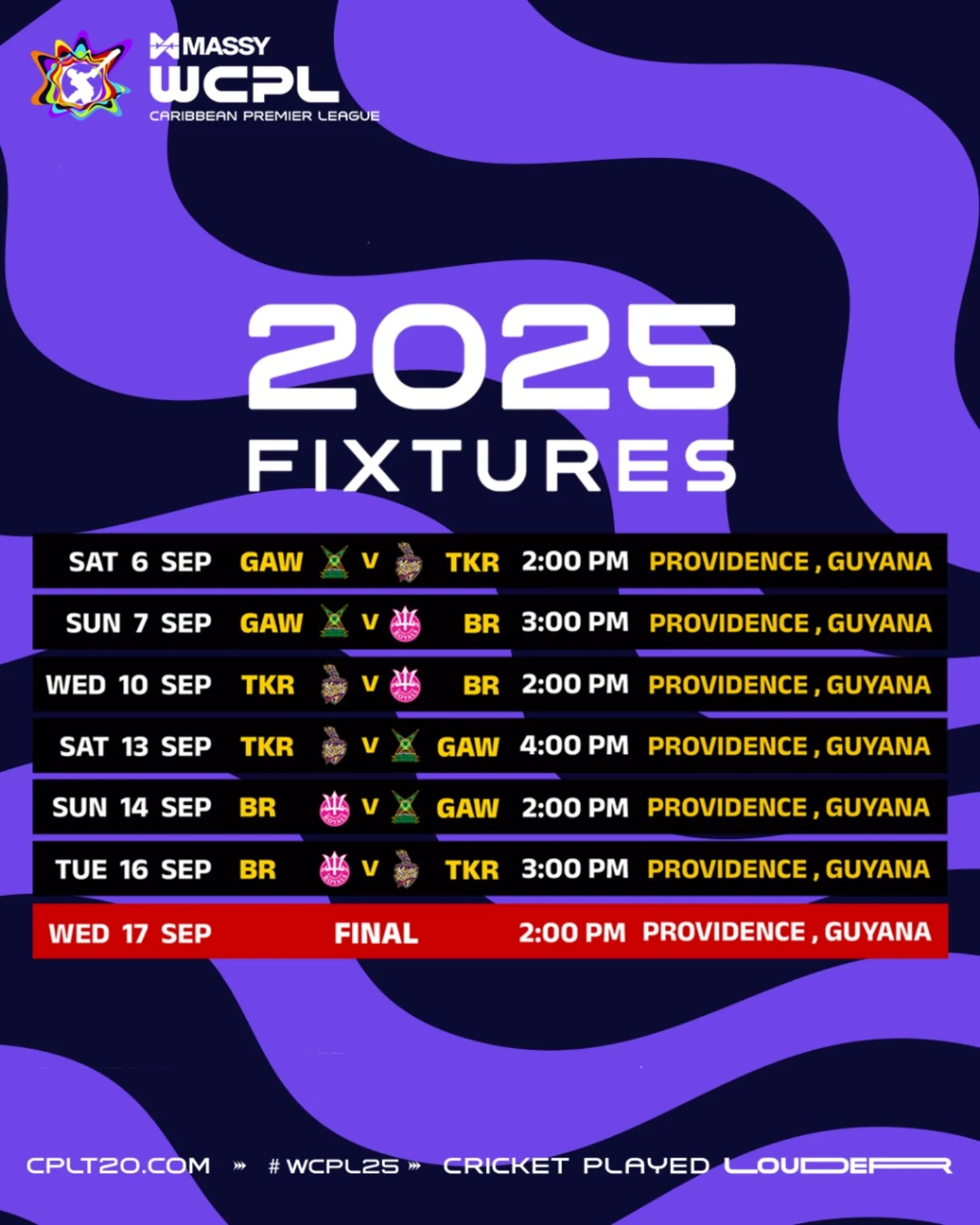 Massy WCPL Fixtures For 2025 Confirmed Guyana hosts 2025 WCPL: Thrilling cricket action awaits fans — catch updates! Now on sale!
