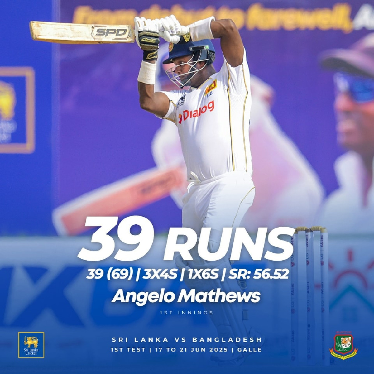 Mathews Farewell: Final Test Innings Ends At 39 Legendary Test career ends as Angelo Mathews scores 39, marking a dignified farewell - SL