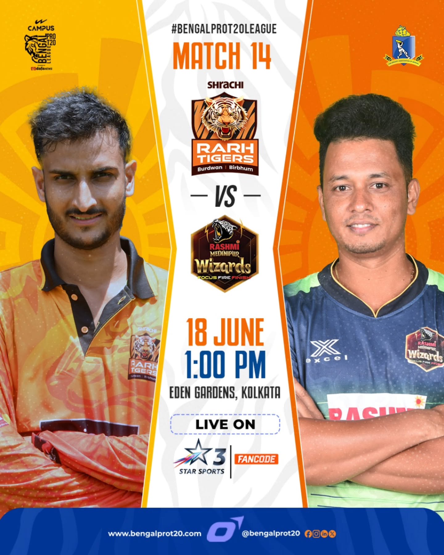 Midday Heat: High Stakes Bengal Pro T20 Clash Grit, aggression and game-changing plays spark fierce action as Tigers battle Wizards live.