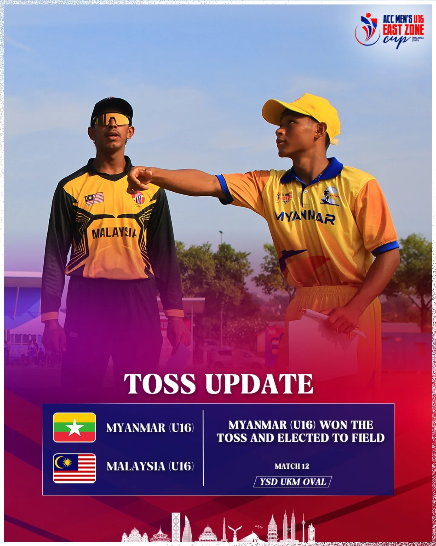 Myanmar U16 New Ballers Aim For Early Breakthrough Youth cricket heats up at ACC U16 Cup as Myanmar opts to field and trust fresh bowlers!!!!