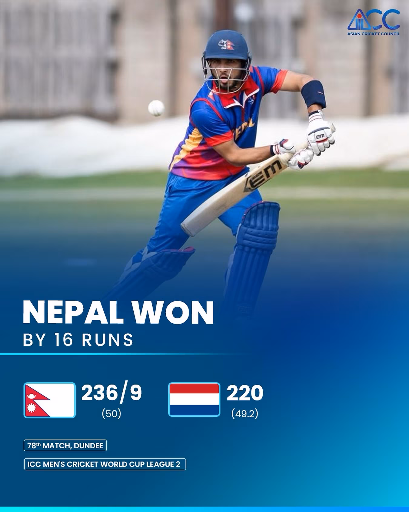 Nepal Triumph At CWC League 2: Yadav & Lamichhane Shine Yadav and Lamichhane's stellar bowling clinches win, propelling Nepal in CWC League 2 tri!!