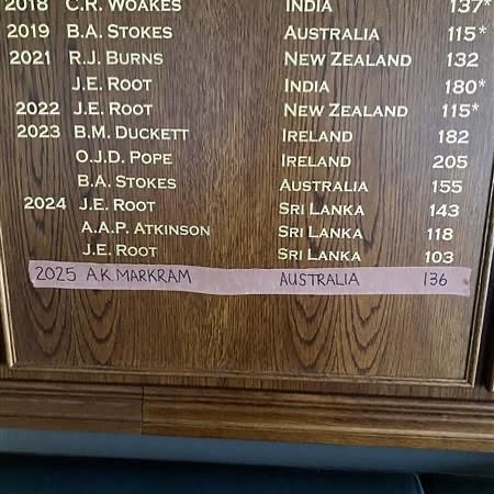 New Honours Board Additions At Lord's