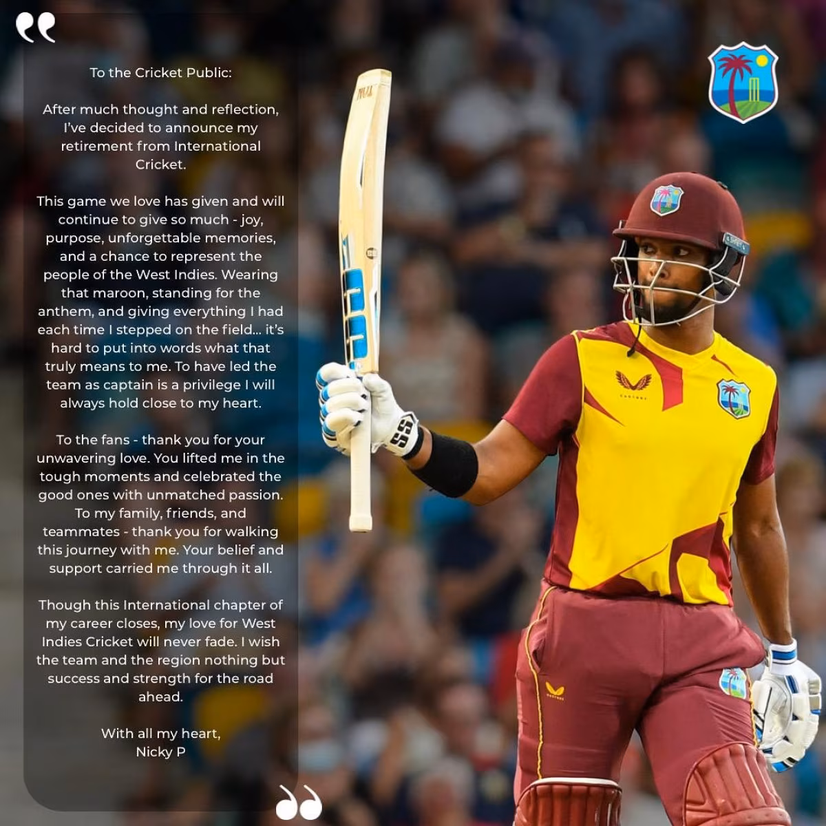 Nicholas Pooran Opens Up In Emotional Instagram Post Embracing challenge and heartfelt reflection, the cricketer unveils personal tribulations.
