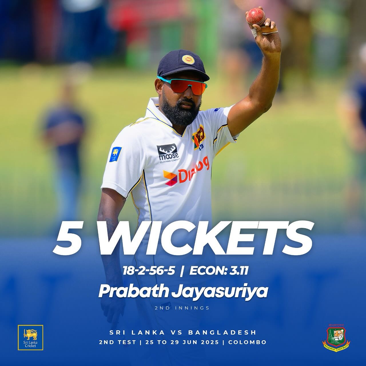 Prabath’s Magic: Spin Mastery Seals Victory Sri Lanka's spinner stuns with Prabath's 5/56, propelling side past Bangladesh triumph.!!!