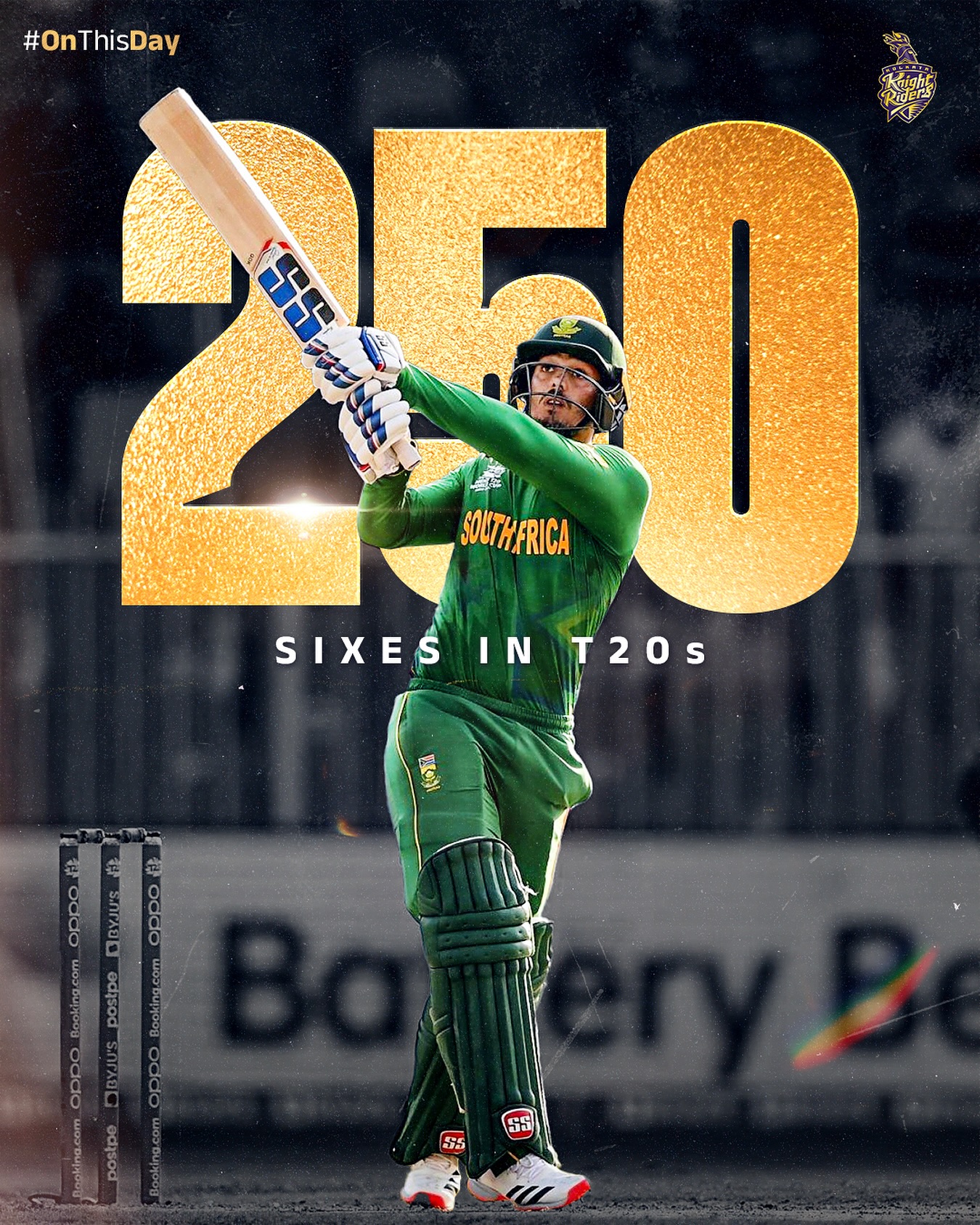 QDK Hits 250-Sixes Milestone In T20 Cricket Quinton de Kock’s historic 250-sixes milestone in T20s celebrated by Kolkata Knight Riders.