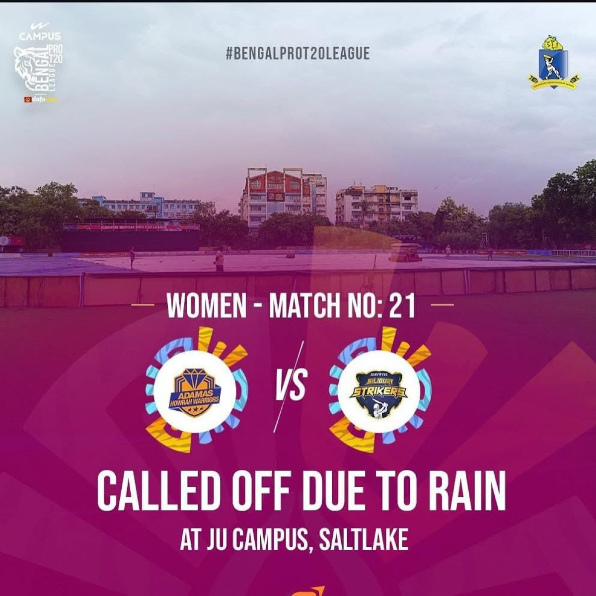 Rain Disrupts Women’s T20 Match at Salt Lake Rain halts battle: Howrah Warriors vs Siliguri Strikers women's match washed out by rain!