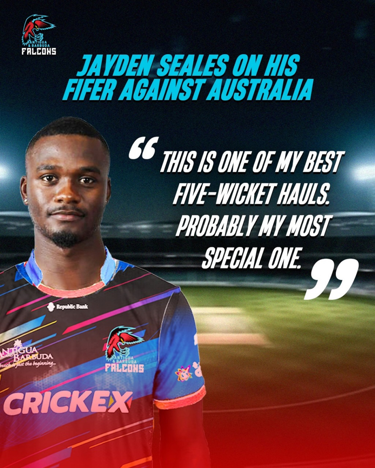 Seales Shines with Fifer to Remember Seales delivers his memorable fifer in Antigua, thrilling fans with sheer brilliance today