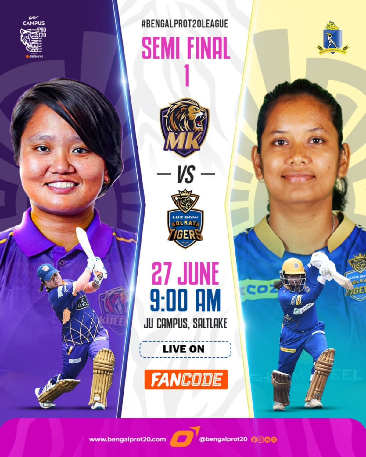 Semi Final Showdown: Murshidabad Kueens Vs Kolkata Tigers Kueens ready to roar as Lux Shyam Kolkata Tigers light up Semi Final 2, high-stakes action