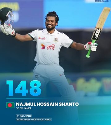 Shanto’s hundred powers a dominant innings and sparks Test dreams for Bangladesh’s rise.!!