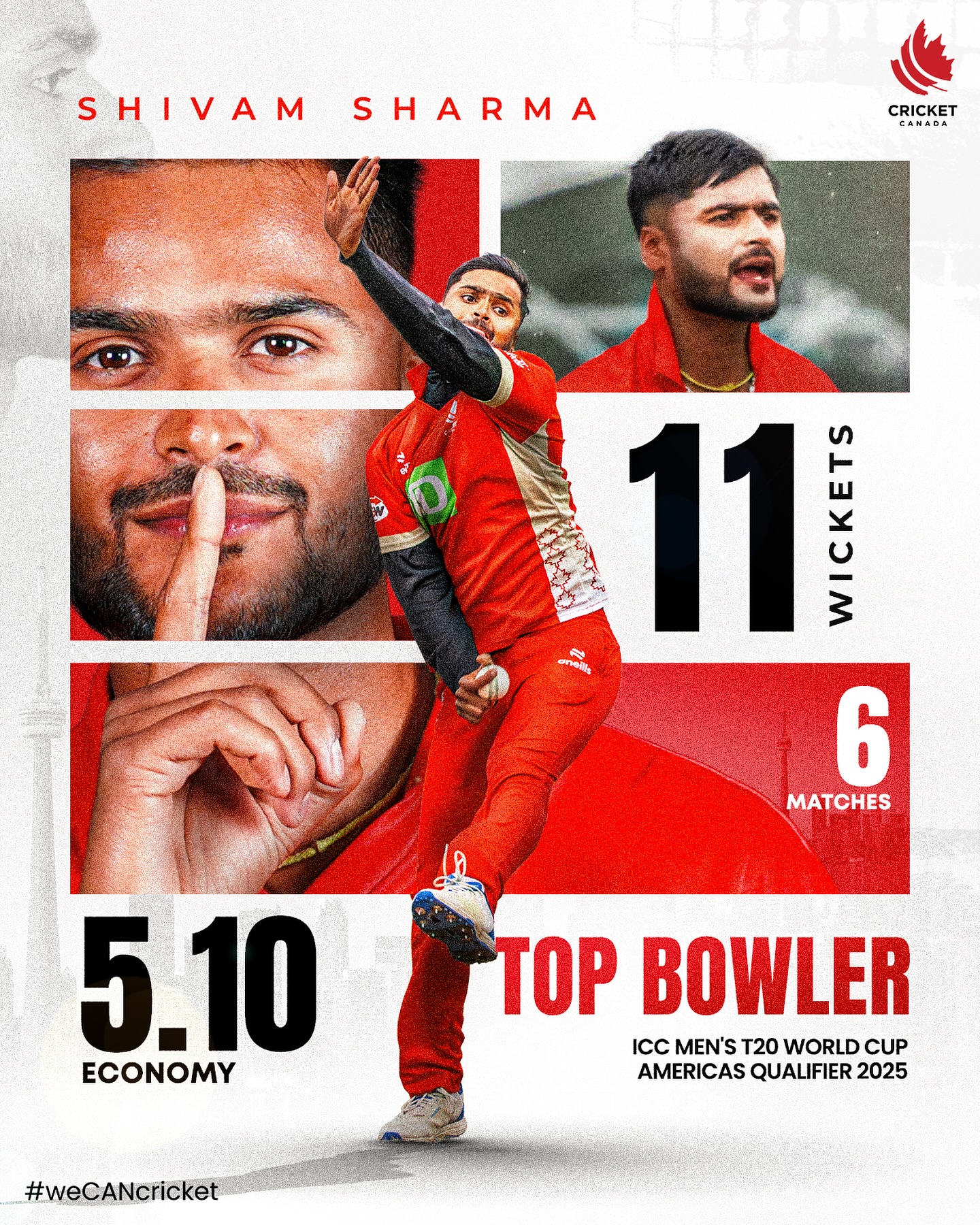 Canada's bowler Shivam Sharma shines, taking 11 wickets in 6 matches to lead Qualifiers.!?