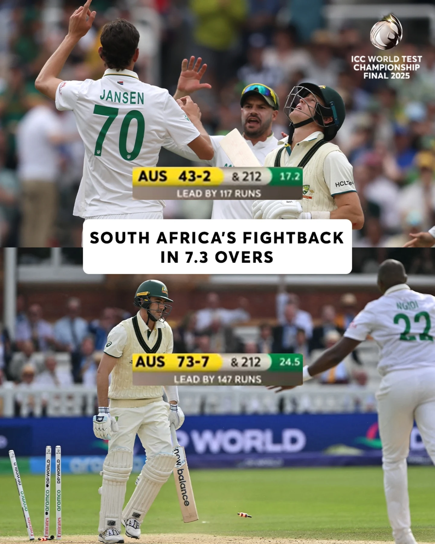 South Africa’s Fast Bowling Resurgence in WTC25 Final Elite pace empowers Proteas' stunning comeback on Day 2 of the high-stakes WTC25 Final!!