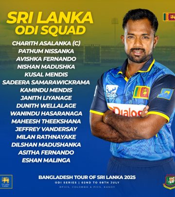 Sri Lanka ODI Squad Named For Bangladesh Tour