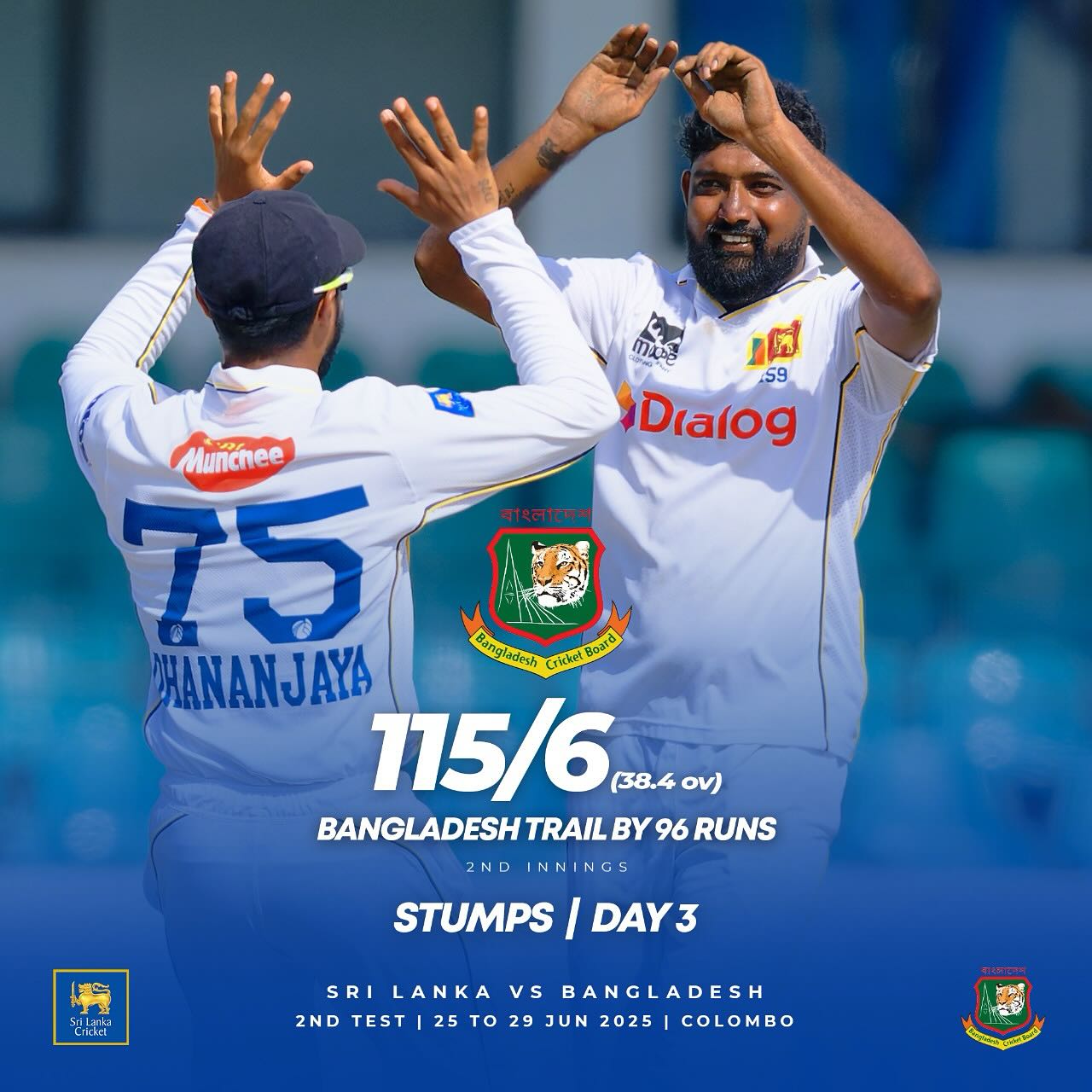 Sri Lanka Tighten Grip Over Bangladesh Day Three Report: Sri Lanka reins in Bangladesh by 96 runs in a nail-biting cricket clash.