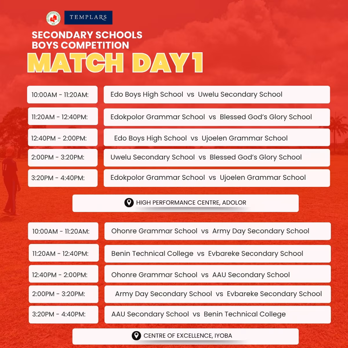 Templars Boys Competition Ignites School Cricket Spirit Ten Schools Clash in Thrilling Cricket at Adolor and Iyoba, Fueling Pride & Stars Tonight!
