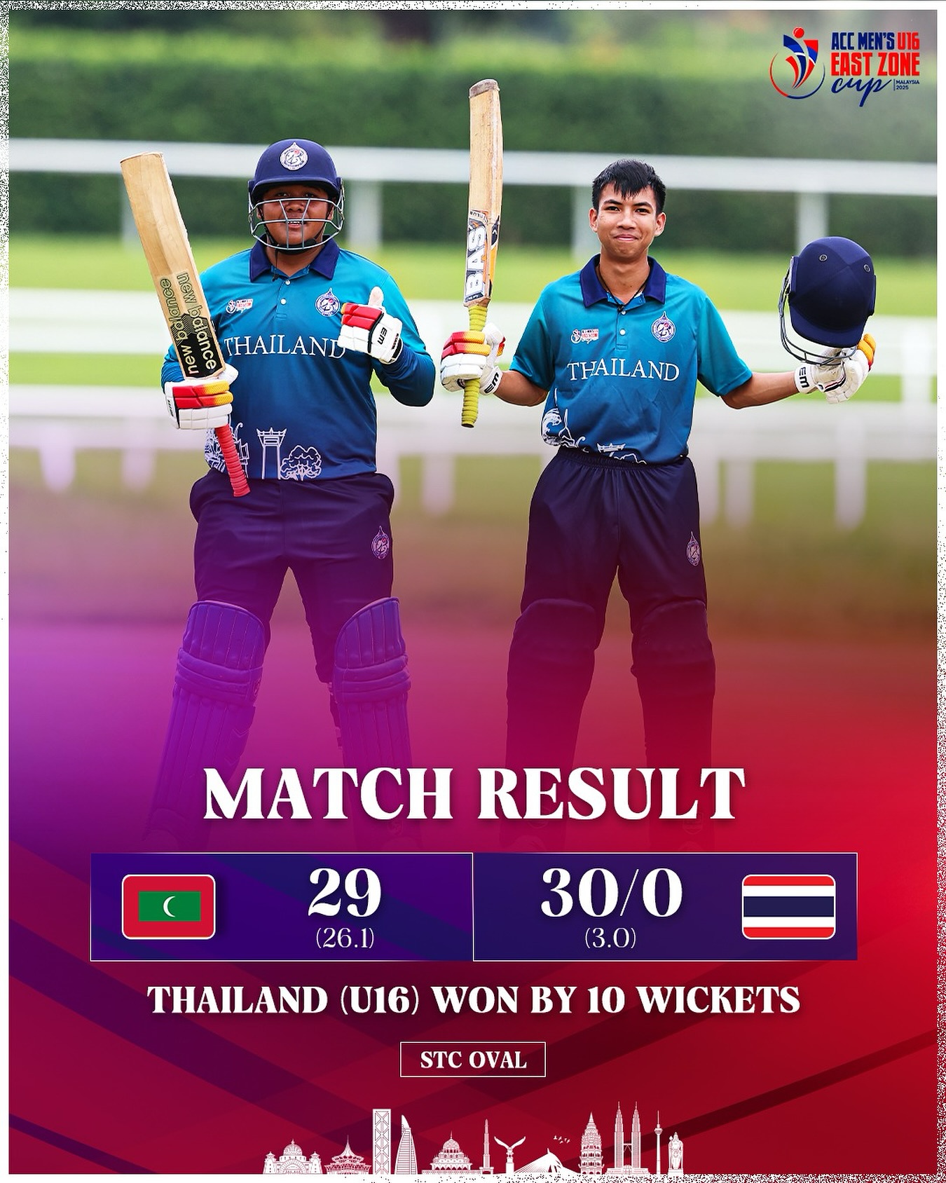 Thailand U16 Clinches Quick Victory Over Maldives U16 Stunning bowling performance secures victory in ACC U16, igniting youth cricket fervor now