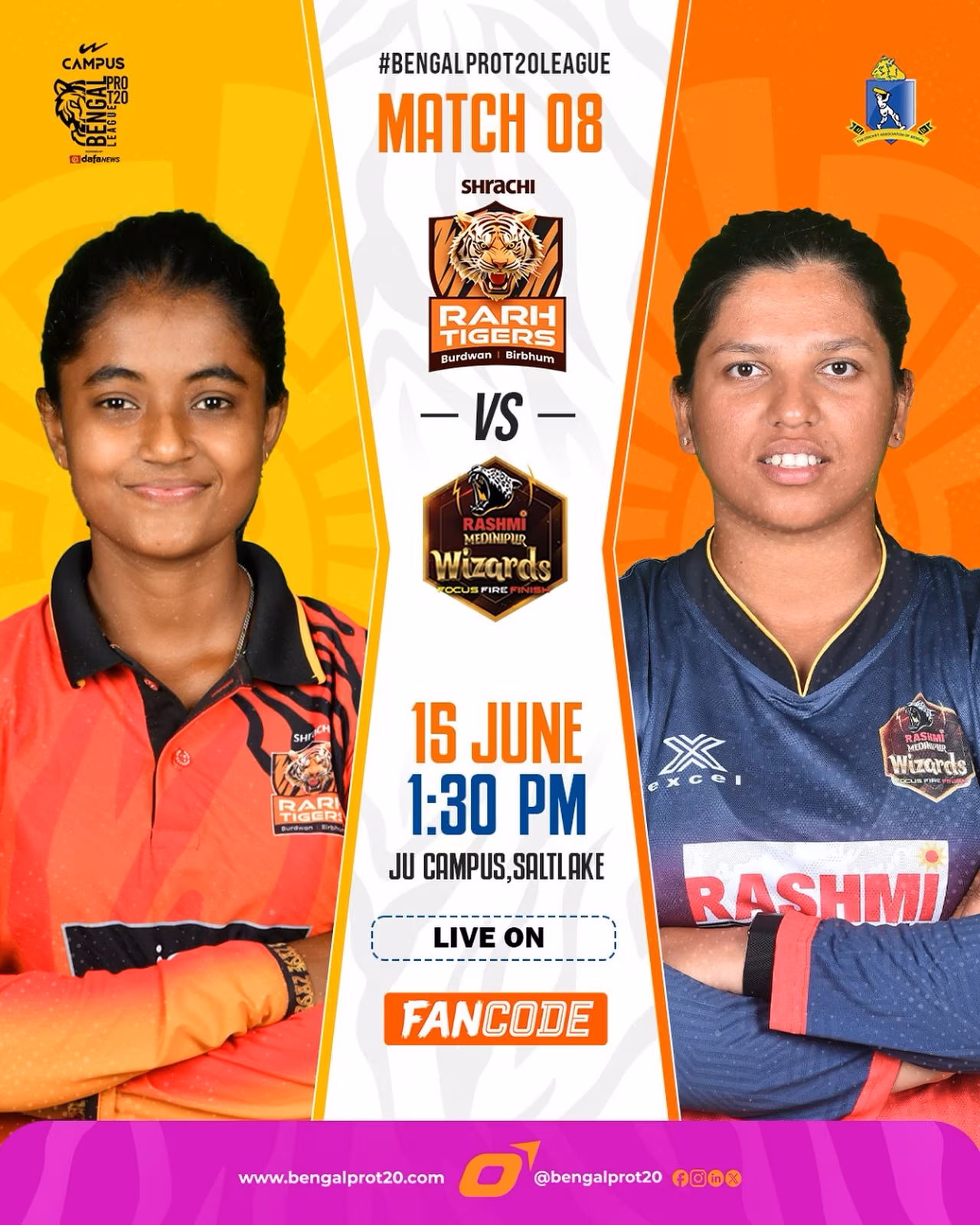 Tigers Roar Against Wizards in Bengal Pro T20 Fierce energy and bold cricket on display in today's epic clash between Tigers and Wizards