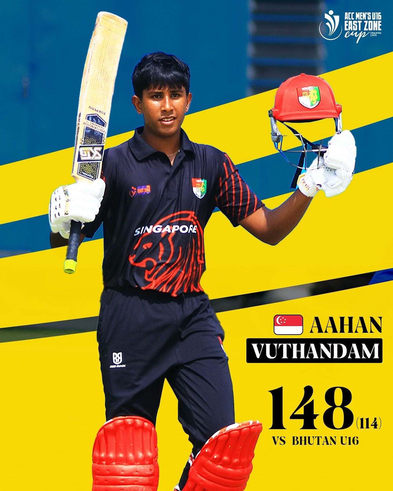 Electrifying inning in a vital 148-run blitz that redefines youth cricket fervor at ACC.