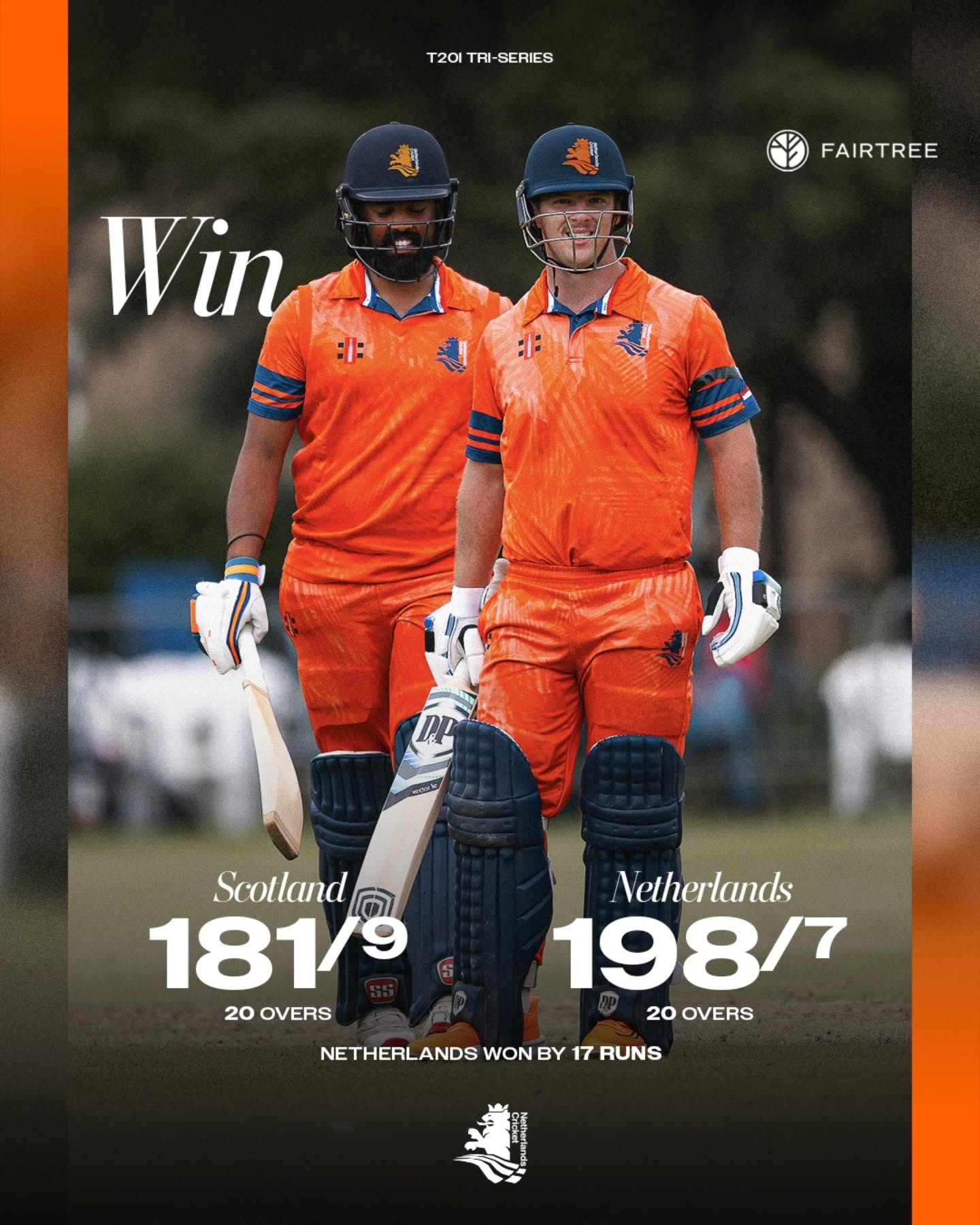 Victory In Glasgow: Oranje Clinches T20I Win Thrilling win over Scotland marks Oranje's 2nd T20I triumph in Glasgow. A true display!!?