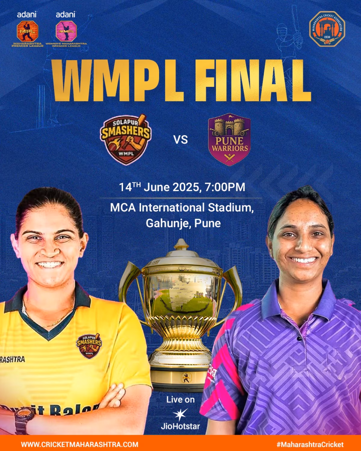 WMPL Final: Solapur Smashers Vs Pune Warriors Ultimate showdown at MCA Stadium as top teams clash for WMPL title on 14th June 2025. Live!