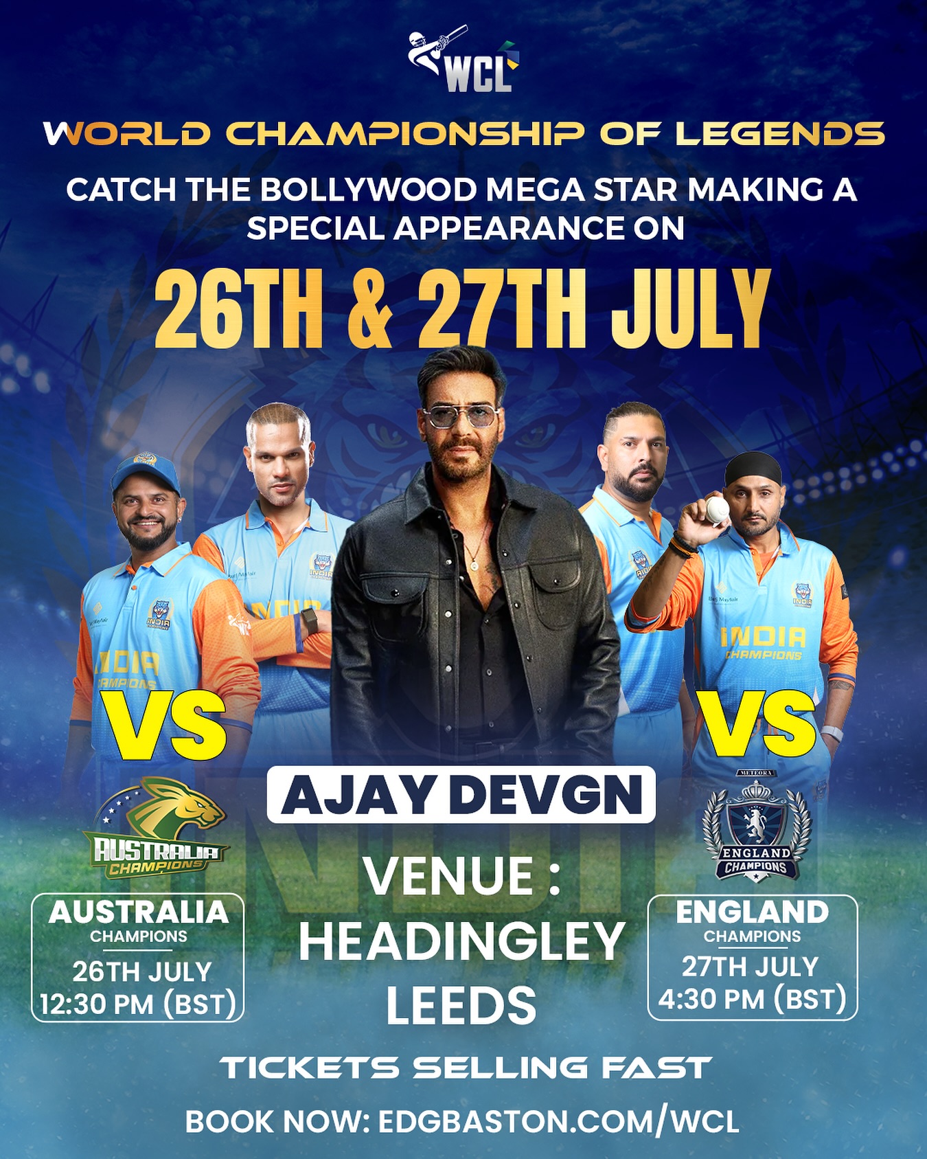 World Championship Of Legends 2025 Kicks Off Cricket’s iconic heroes return for epic clashes as legends battle on July 26-27 in the UK!
