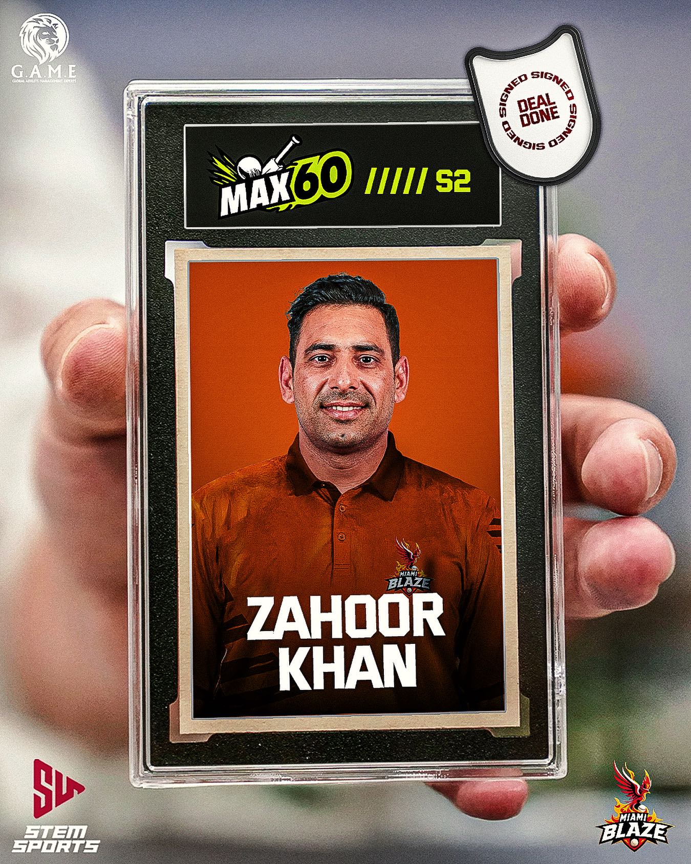 Zahoor Khan Joins Miami Blaze For Max60 Cricket star Zahoor Khan signs with Miami Blaze in a major partnership with Max60 today.!!