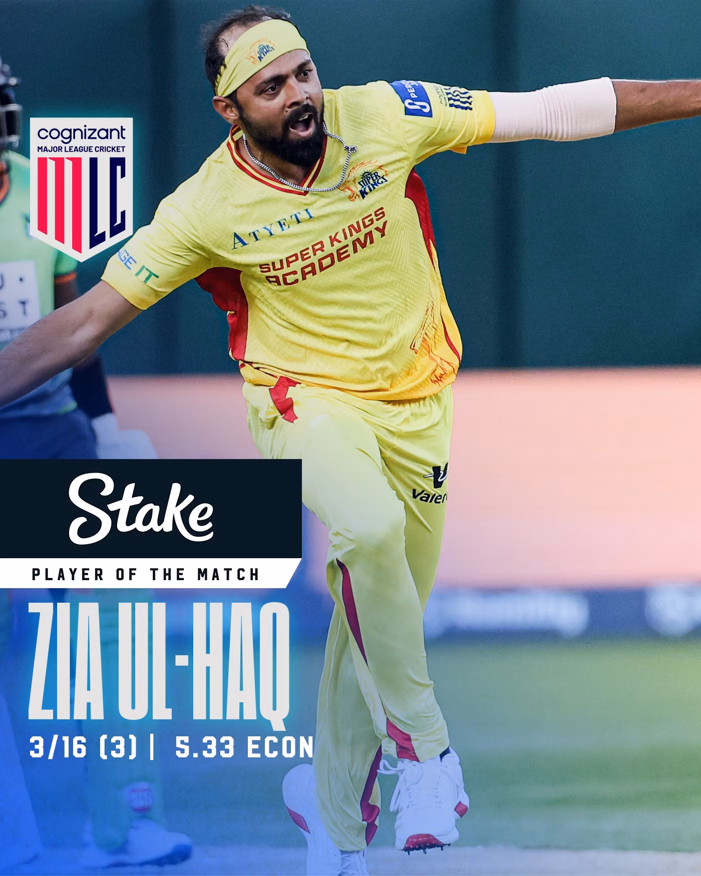 Zia Ul-Haq Shines With Fiery 3/16 Performance In a key match at MLC, his sharp bowling truly stormed through Warner, Klaasen, and Raza!!