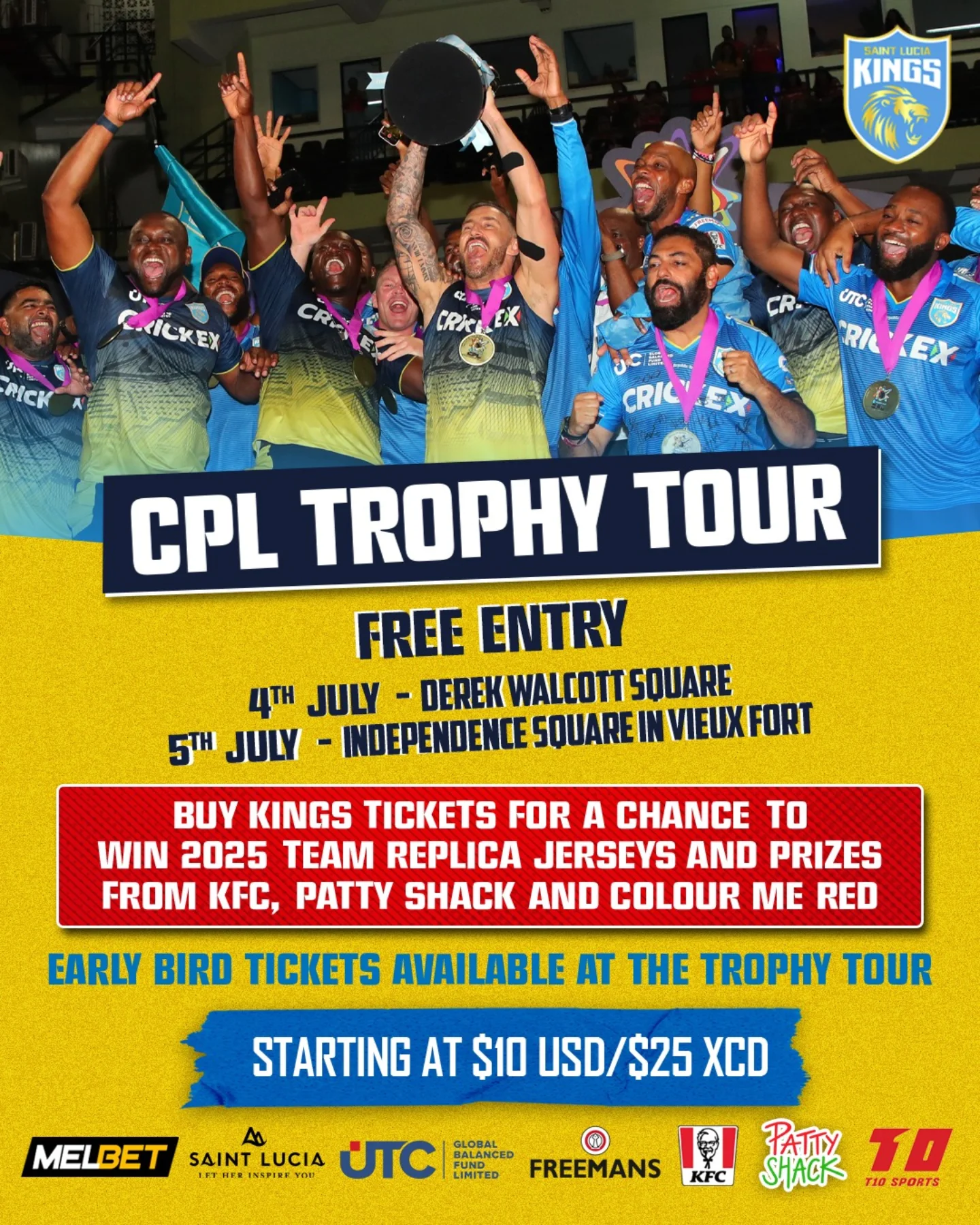 CPL Trophy Tour Arrives In Saint Lucia Join the CPL spectacle in Vieux Fort: early deals, live trophies & festive vibes - get set.