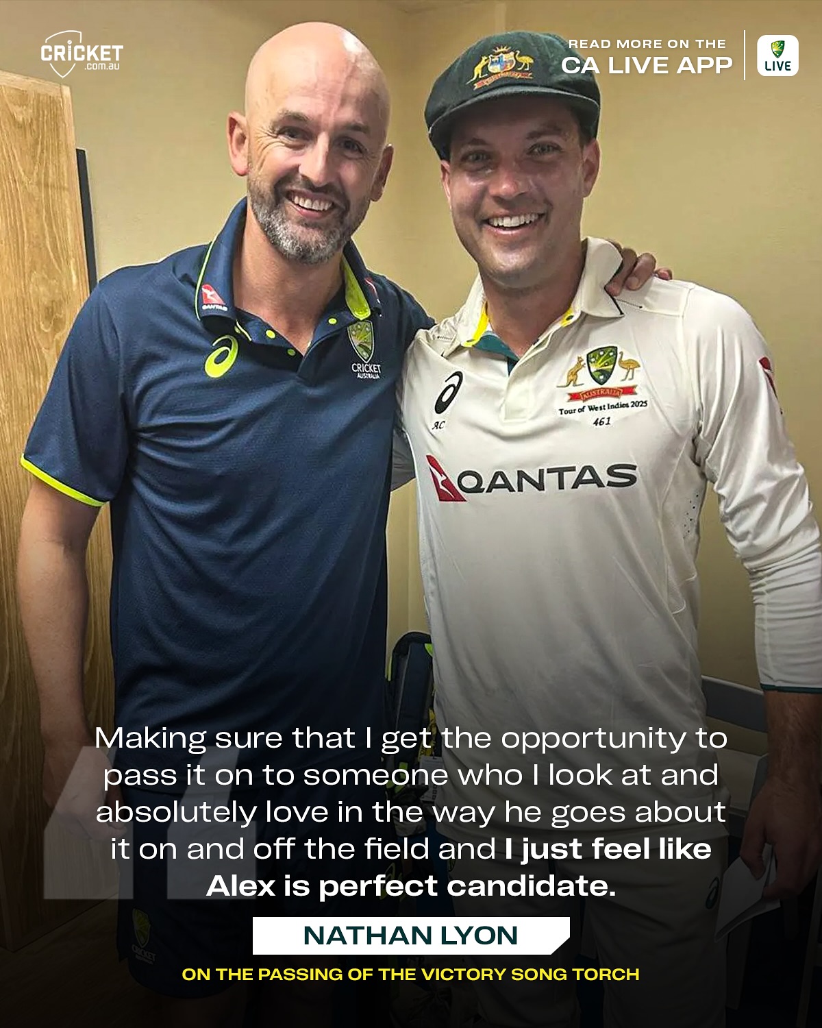 Nathan Lyon Passes Team Song Torch After 12 Years