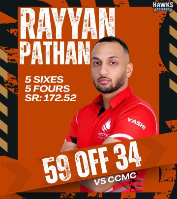 Rayyan Pathan Shines With 59 Off 34 in Explosive Innings