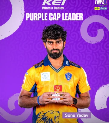 Sonu Yadav Tops TNPL Purple Cap Leaderboard